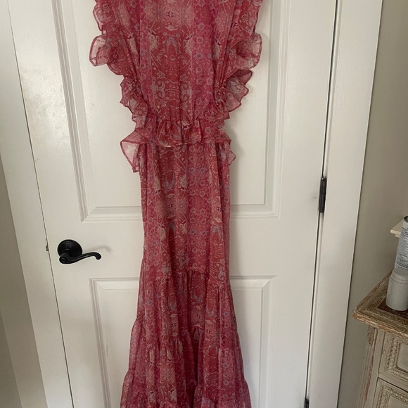 MISA Los Angeles Ruffled Maxi Dress – Red/Pink Paisley – Size M - Picture 6 of 7